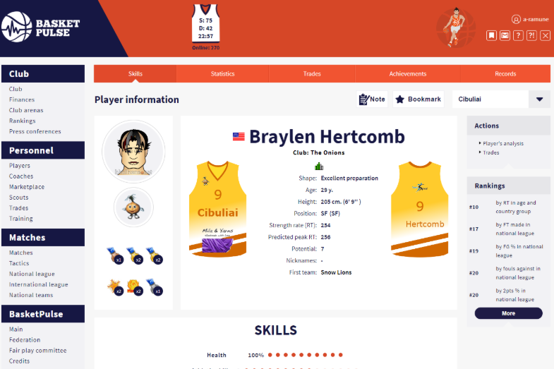 Player page
