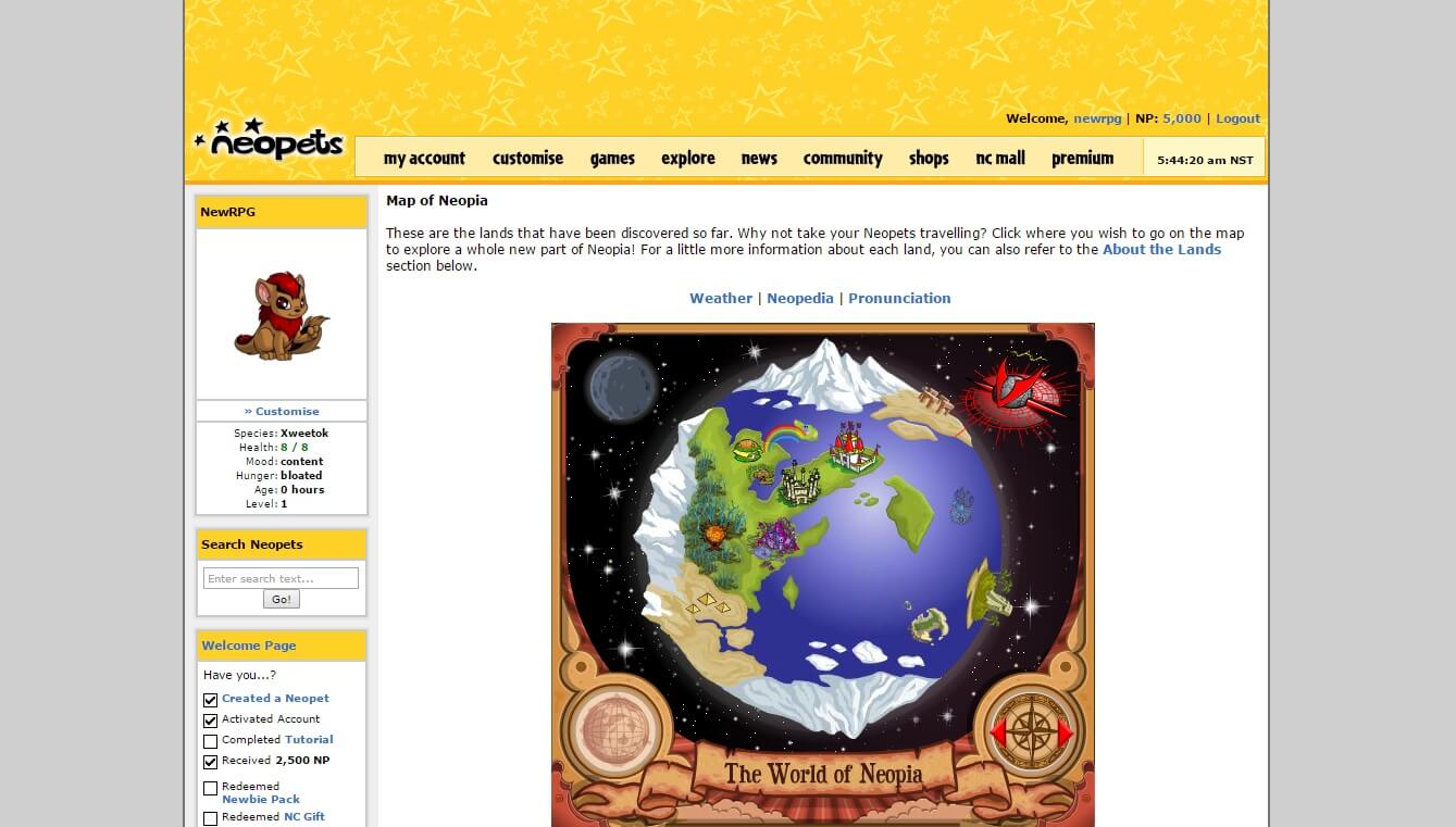 Neopets Online Simulation RPG