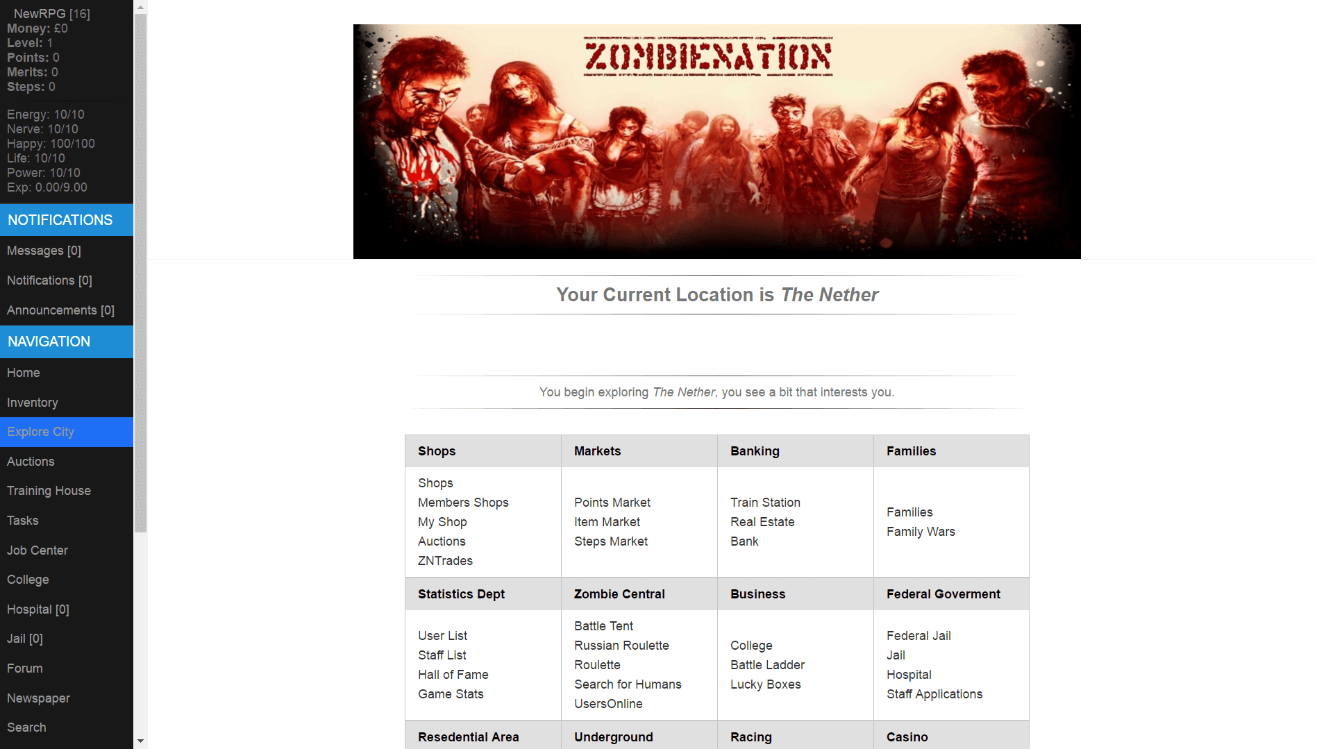 Zombie Nation Online Fighting RPG