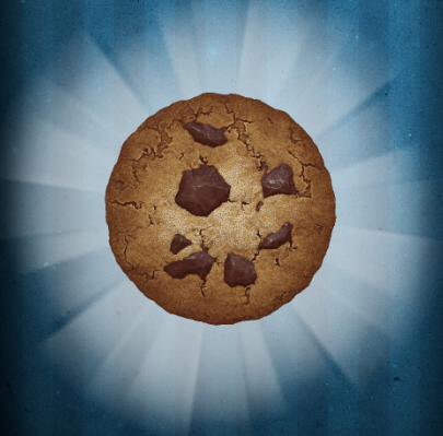 A chocolate chipped cookie as portrayed in Cookie Clicker