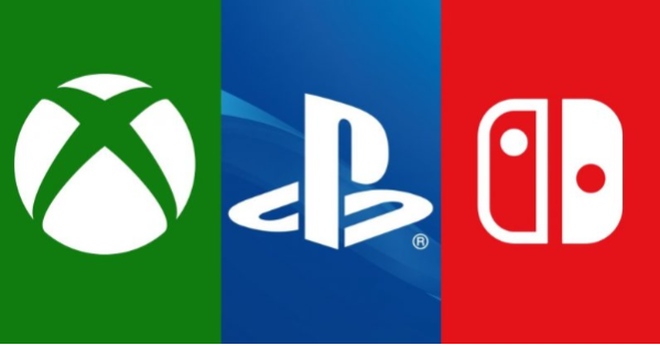 logos of XBox, Sony and Switch next to each other
