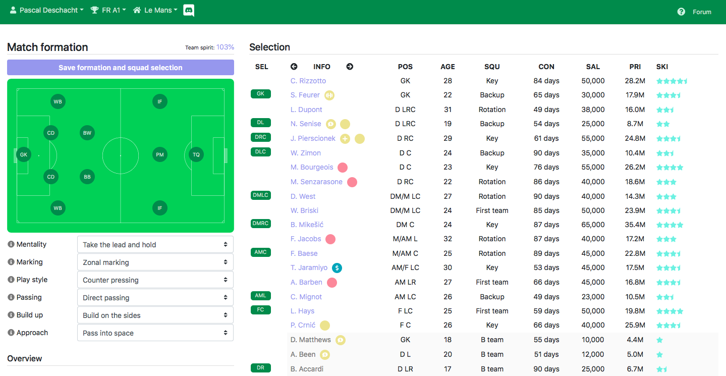 Match formation