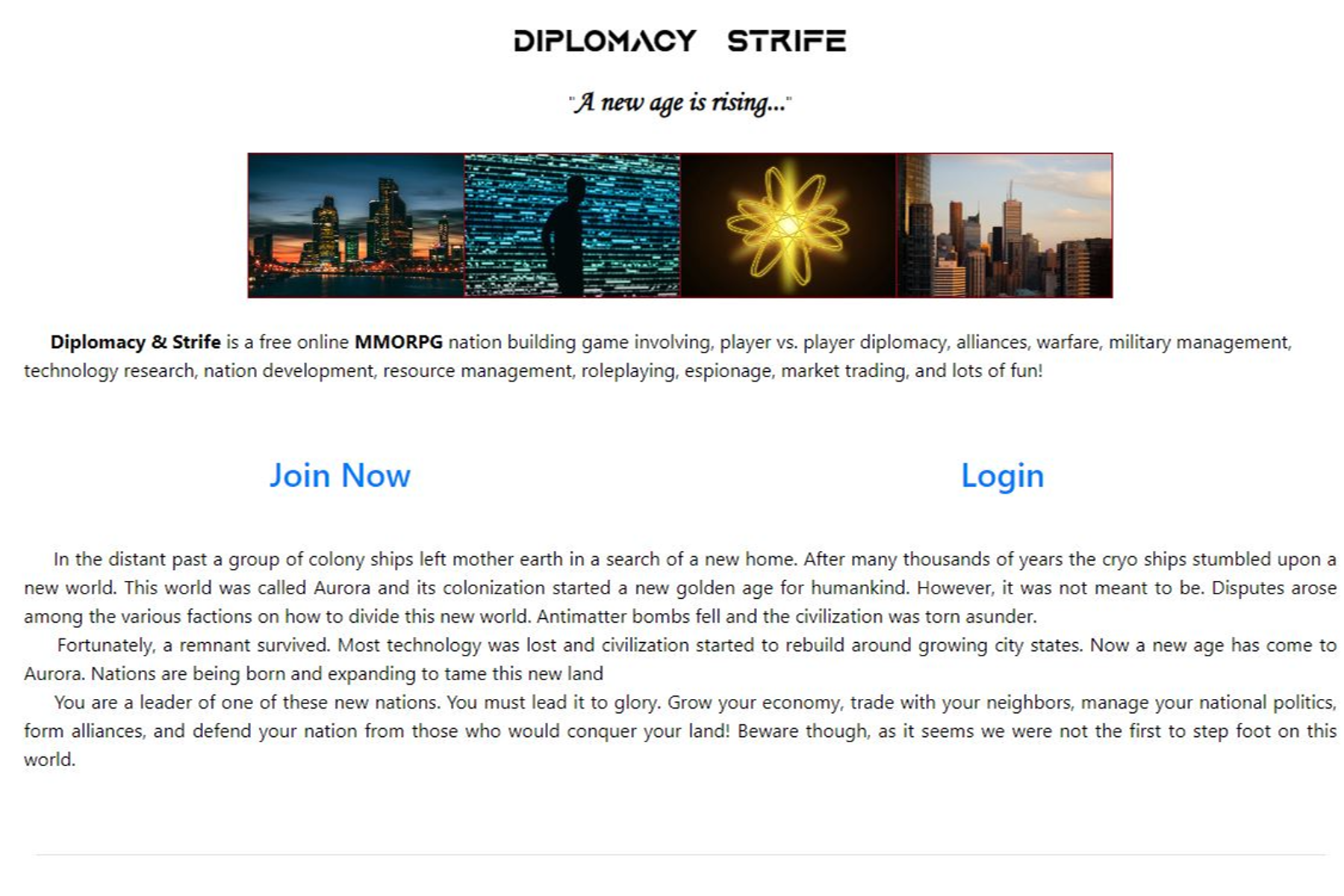 Diplomacy And Strife - Create a Nation!