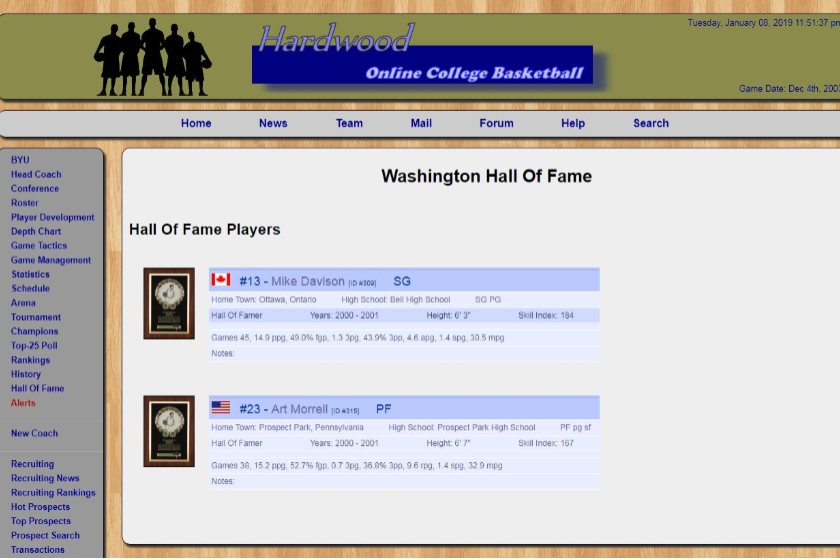 Hall of Fame Page