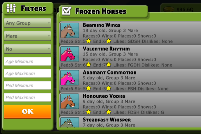 Freeze your horses for later use
