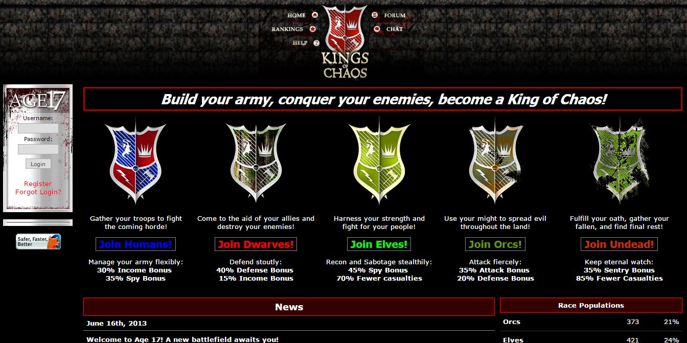 Kings of Chaos - Fighting browser games