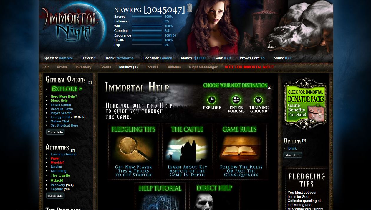 Immortal Night - Vampire browser games