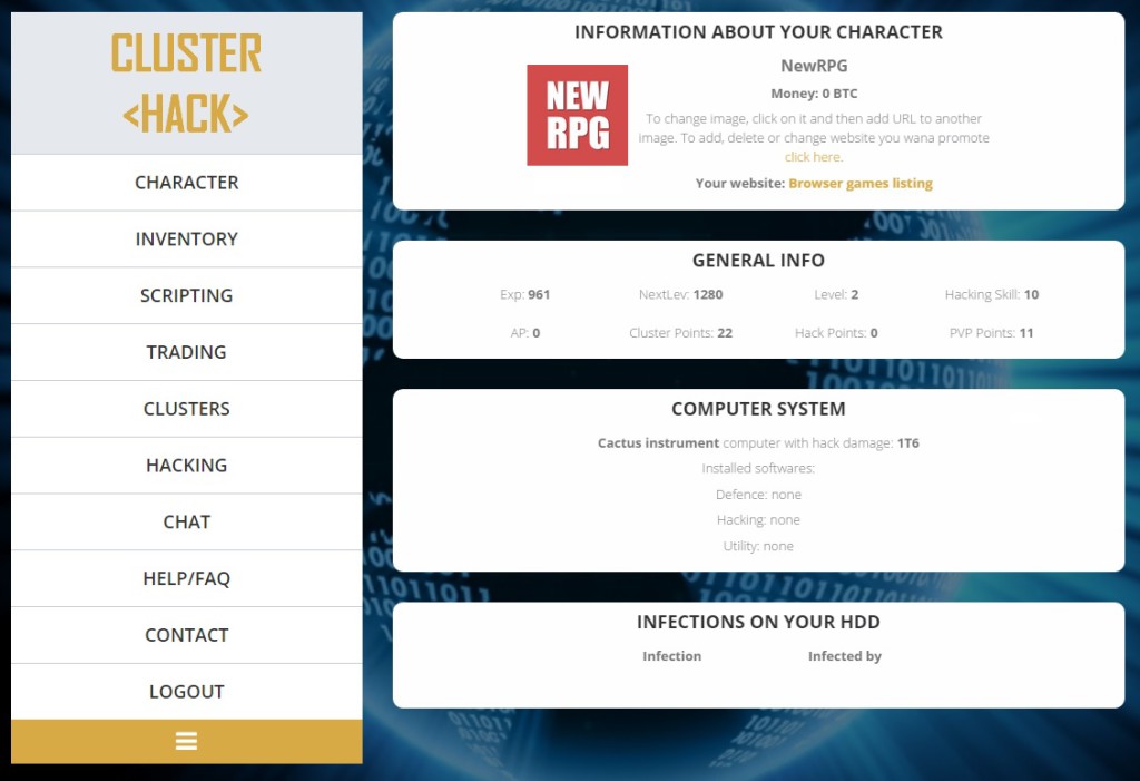 Cluster Hack game