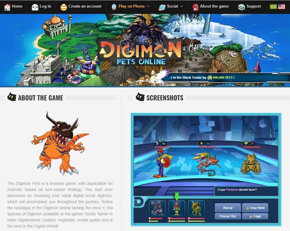 The Digimon Pets - Fighting browser games