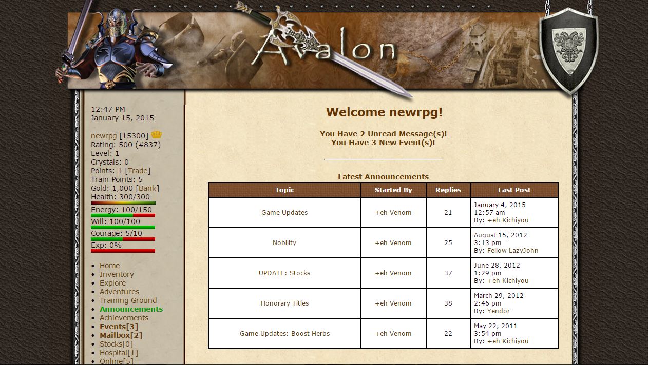 Avalon - Browser RPG
