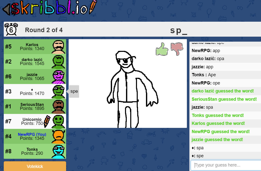 Skribbl.io guess a drawing game