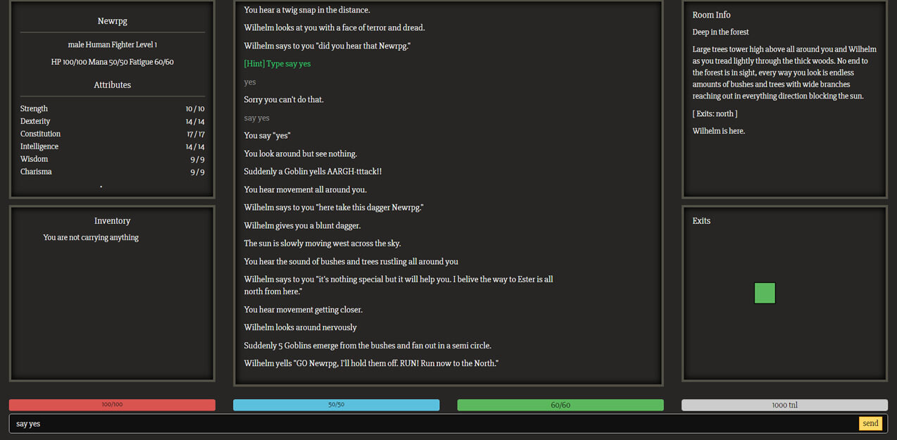 Archaicquest modern browser mud text based rpg